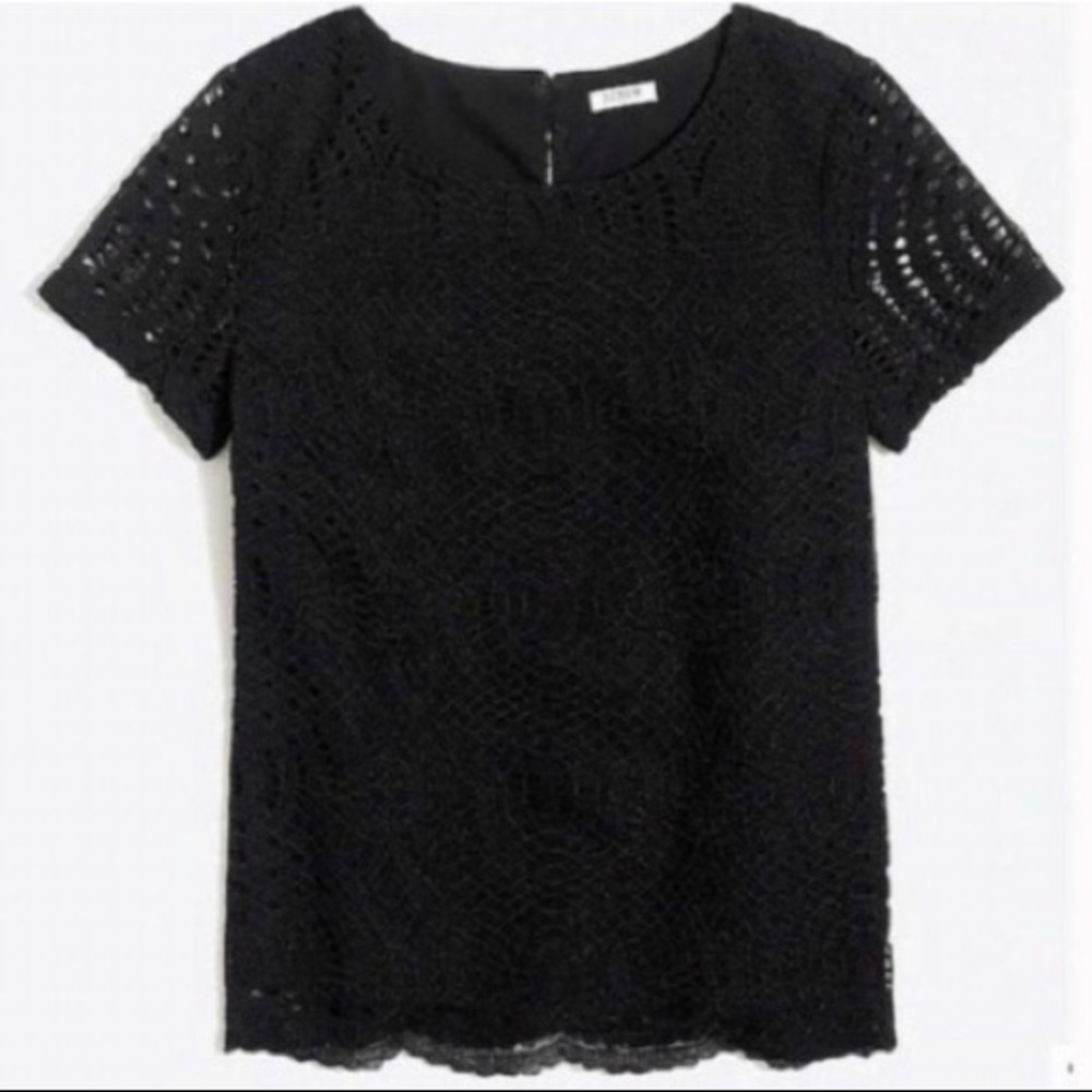 Black Lace Overlay J. Crew Top